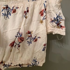 Cream Floral Crop Top